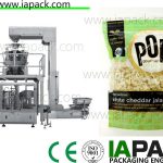 Popcorn premade maišelis užpildymo sandarinimo mašina su kelių galvutės skalę