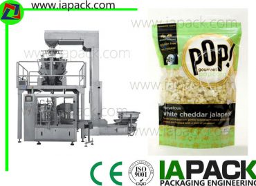 Popcorn premade maišelis užpildymo sandarinimo mašina su kelių galvutės skalę